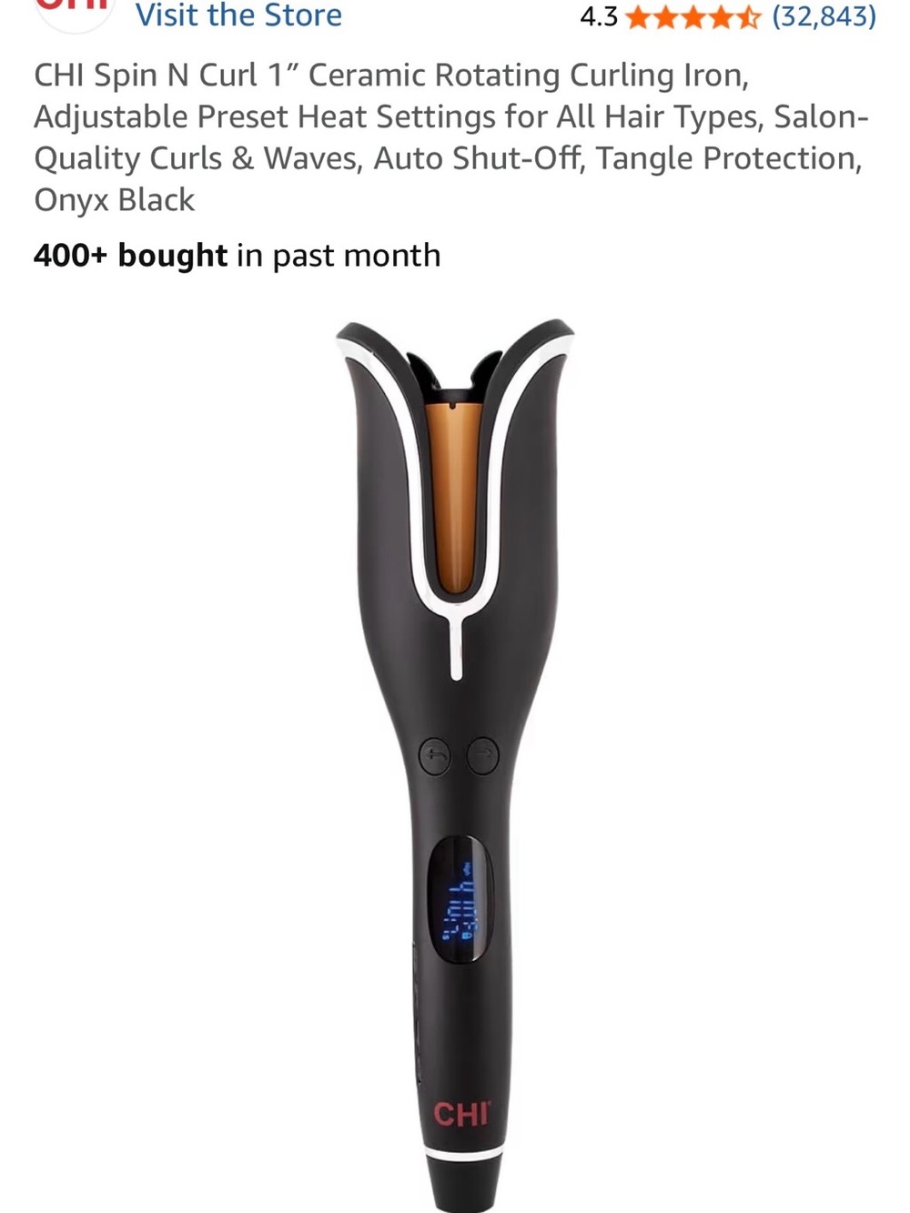 CHI Black Auto Curling Iron - Ceramic Rotating Barrel